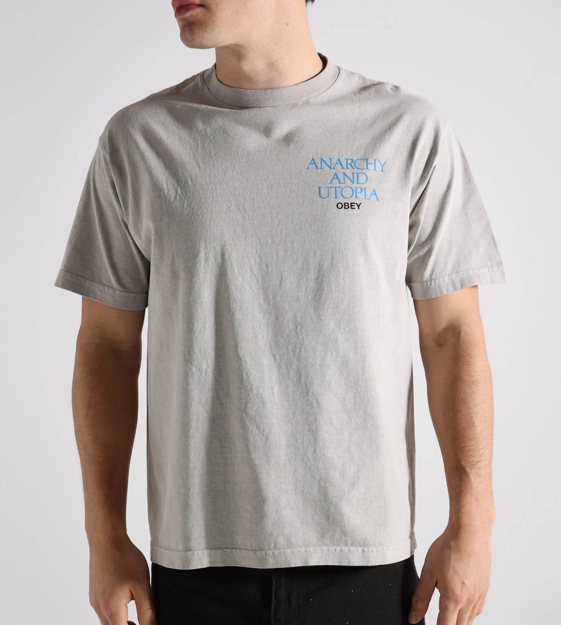 Obey Anarchy & Utopia Tee Pigment Silver Grey
