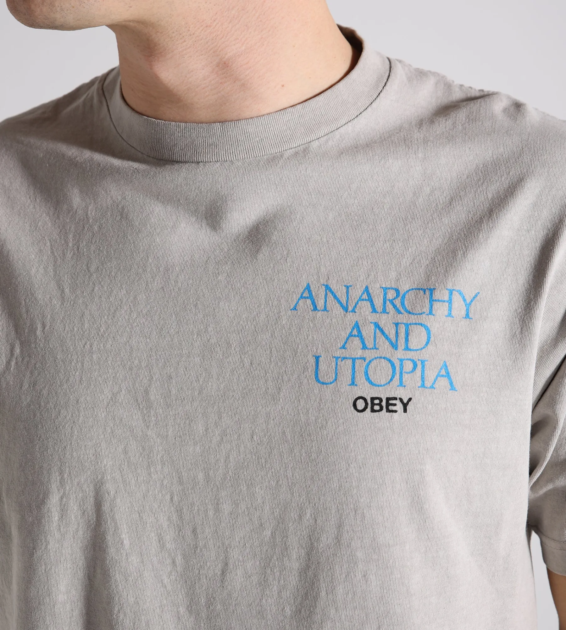 Obey Anarchy & Utopia Tee Pigment Silver Grey