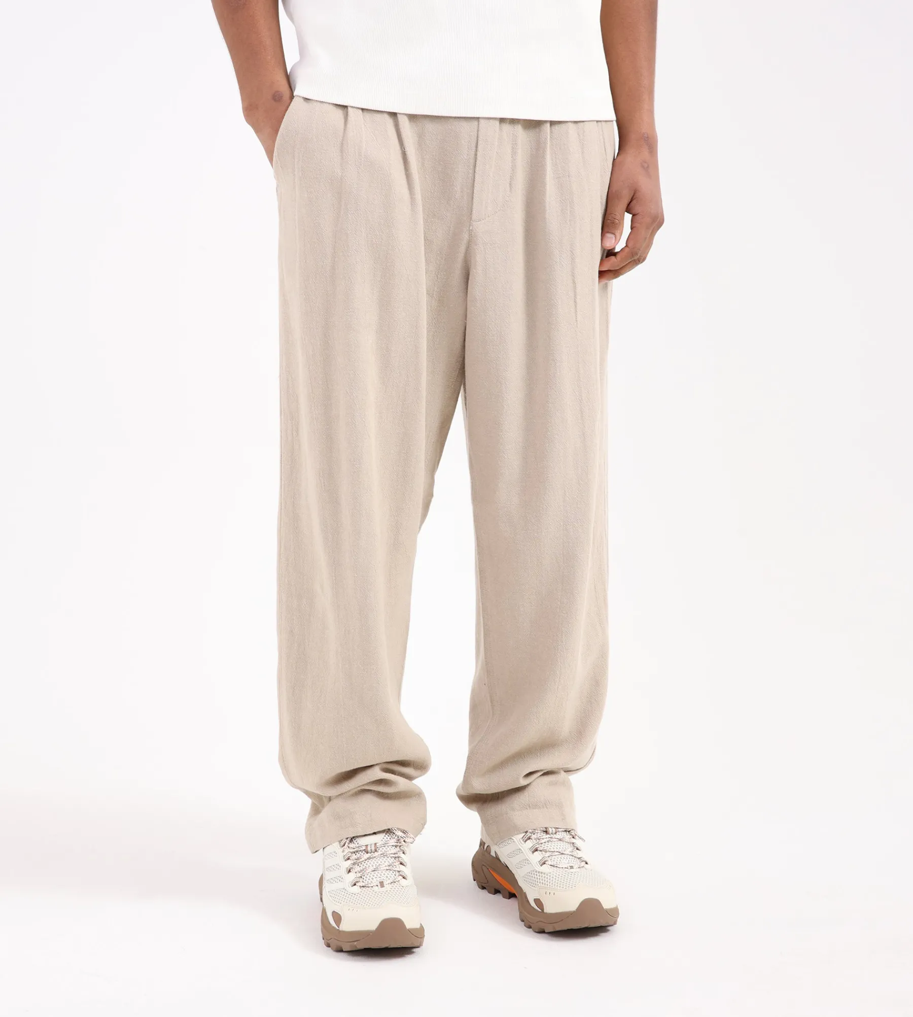 Obey Fubar Linen Pleated Pant Oatmeal