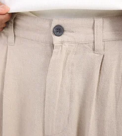 Obey Fubar Linen Pleated Pant Oatmeal