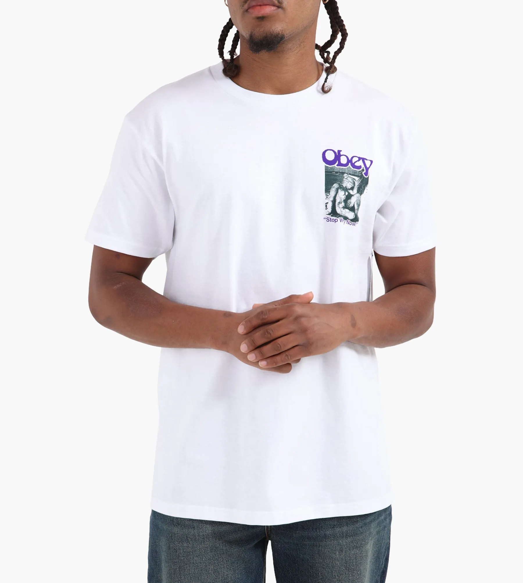 Obey Stop Worry Now Tee White