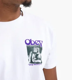 Obey Stop Worry Now Tee White