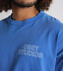 Obey Studios Outline Tee Pigment Electric Indigo