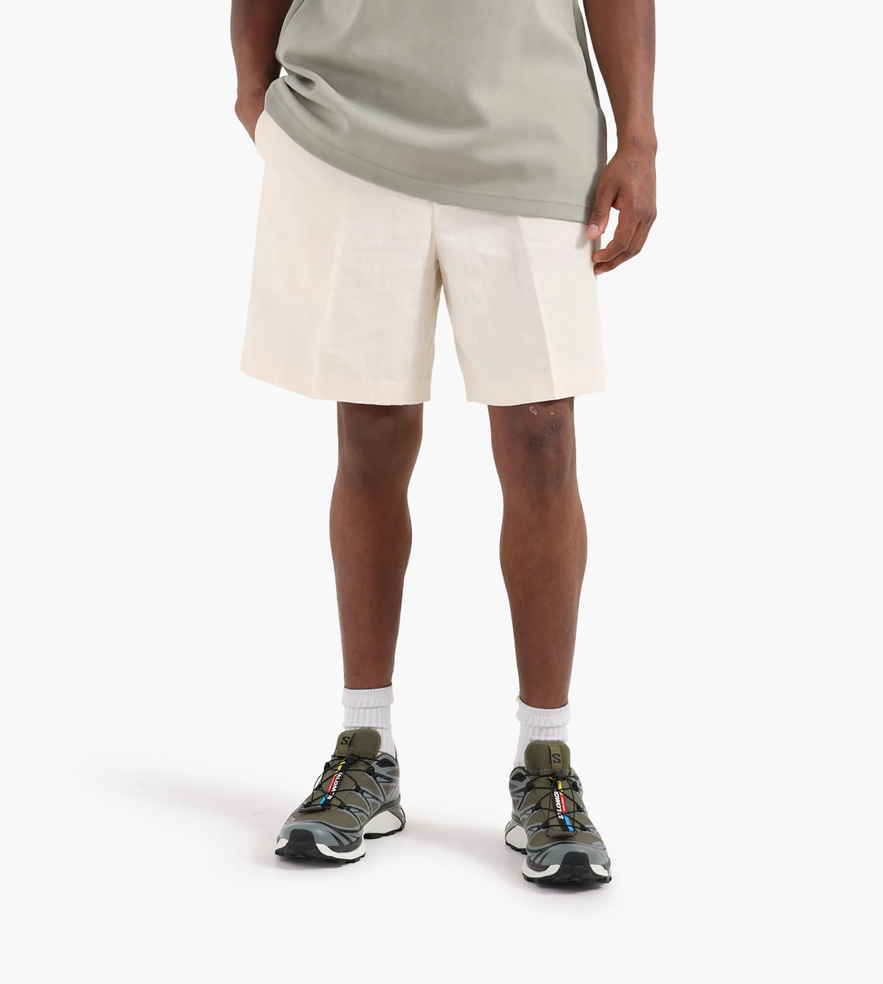 OLAF Cotton Linen Shorts Off-white