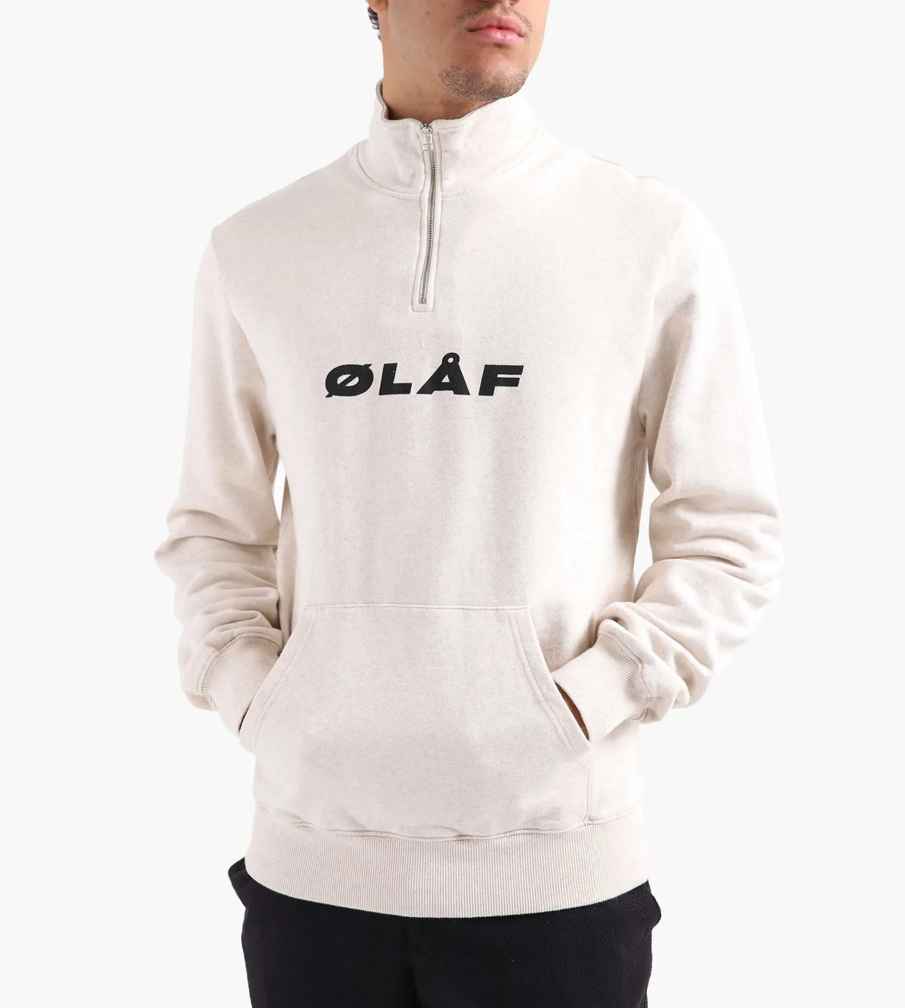 OLAF Italic Zip Mock Ecru Heather