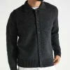 OLAF Knitted Ribbed Cardigan Dk Grey