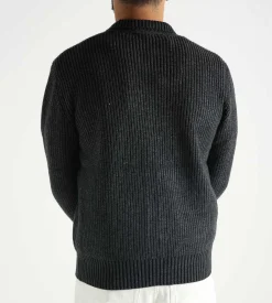 OLAF Knitted Ribbed Cardigan Dk Grey