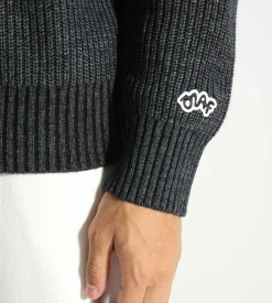 OLAF Knitted Ribbed Cardigan Dk Grey