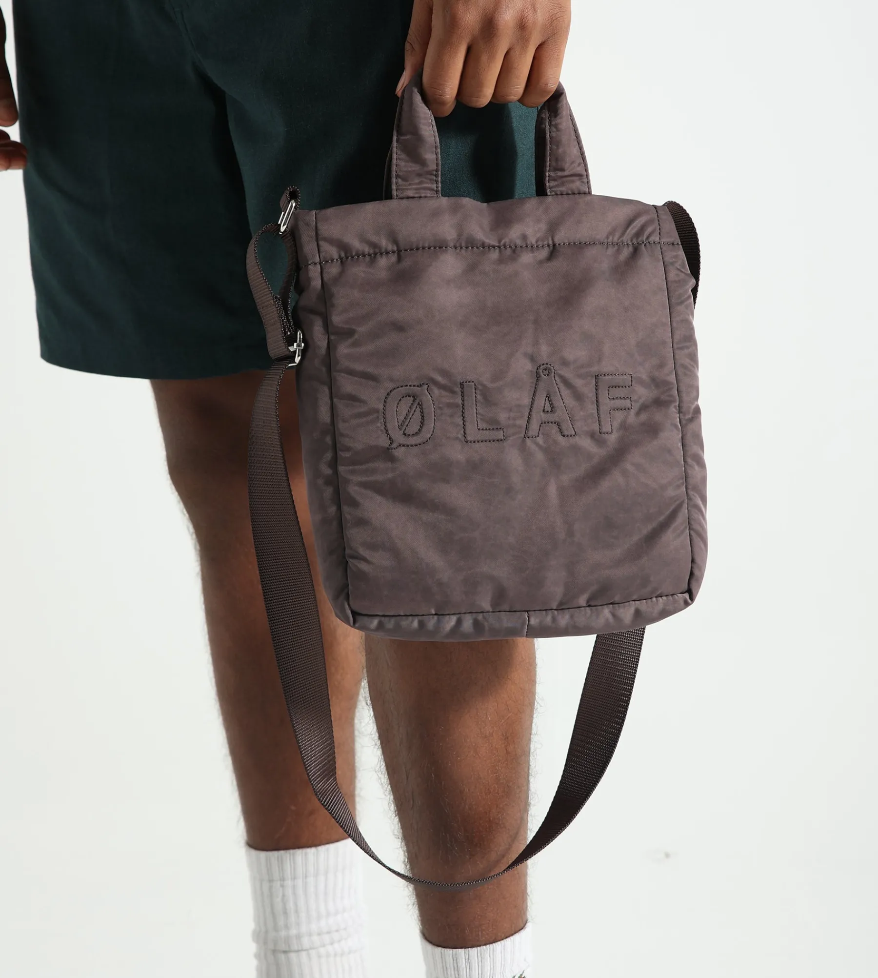 OLAF Nylon Mini Tote Army Brown