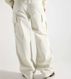 Palmes Herringbone Cargo Trousers Cotton Herringbone Off-White