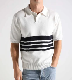 Palmes Panel Knit Polo Organic Cotton Off-White