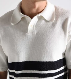 Palmes Panel Knit Polo Organic Cotton Off-White