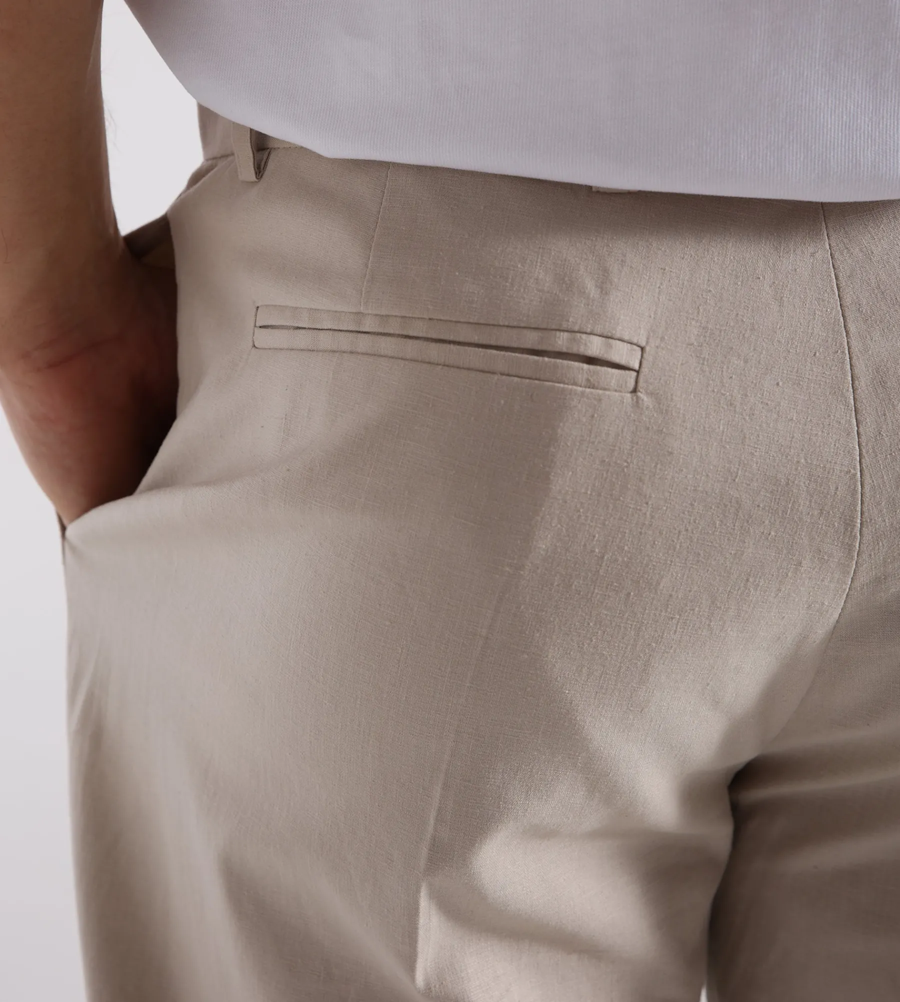 Palmes Pleated Linen Trousers Linen Cotton Mix Bone