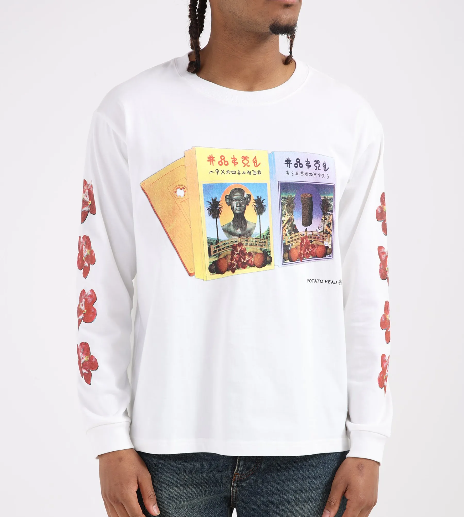 Potato Head Cassette Tape Printed Longsleeve White