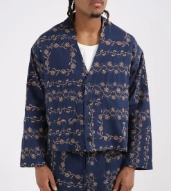 Potato Head Yin-Yang Paisley Cardigan Navy Pink Beige