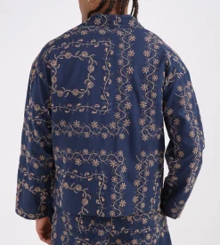 Potato Head Yin-Yang Paisley Cardigan Navy Pink Beige