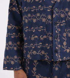 Potato Head Yin-Yang Paisley Cardigan Navy Pink Beige