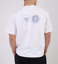 Purple Mountain Observatory Globe Tee White Blue