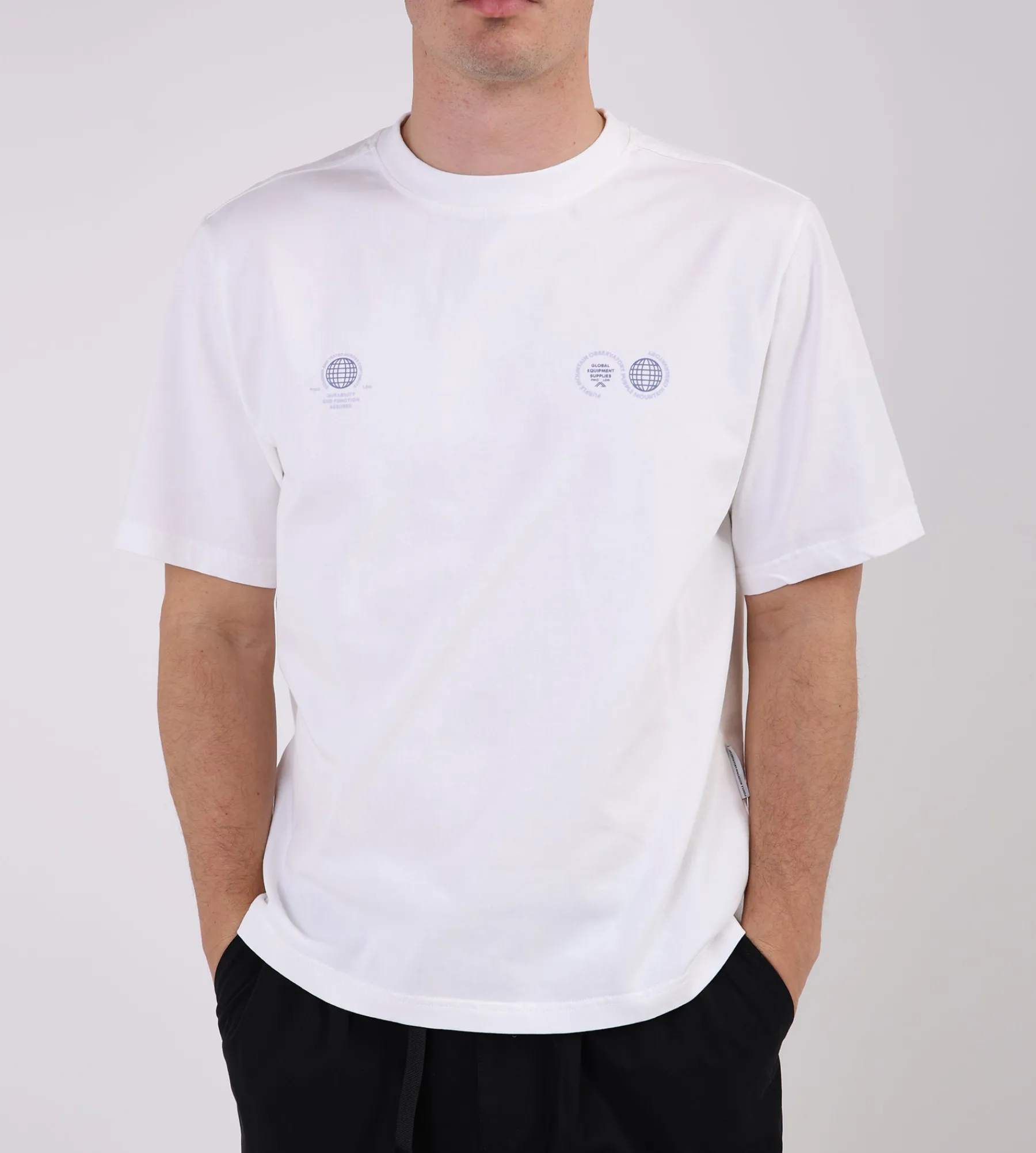 Purple Mountain Observatory Globe Tee White Blue