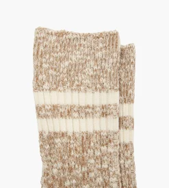 Rototo OG Cotton Slub Stripe Socks Coffee
