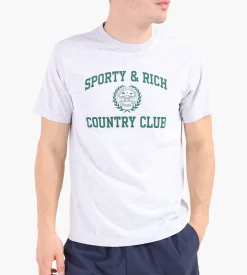 Sporty & Rich Varsity Crest T-Shirt Heather Gray